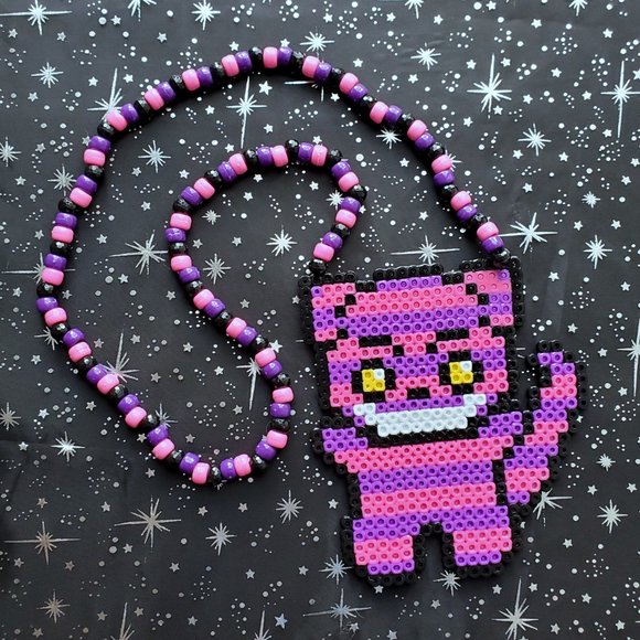 COPY - Cheshire Cat Perler Bead Rave Kandi Necklace - Picture 2 of 10